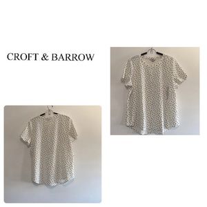 Croft & Barrow Women’s White Polka Dot Top